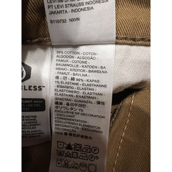 Levis Jeans Mens 30x32 513 Khaki Tan Denim Slim Straight Stretch Flex Casual NEW - Picture 9 of 10